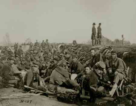 Soldiers in the trenches at Petersburg, 1865